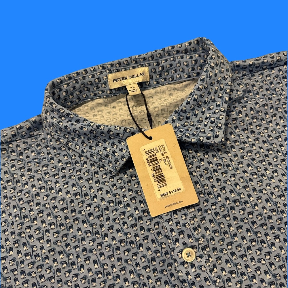 BEAND NEW WITH TAGS PETER MILLAR COCKTAIL BLUE POLO SIZE XL